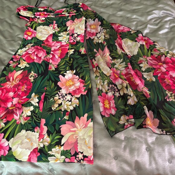 Tadashi Shoji Wyeth cape sleeve floral dress - Picture 5 of 6